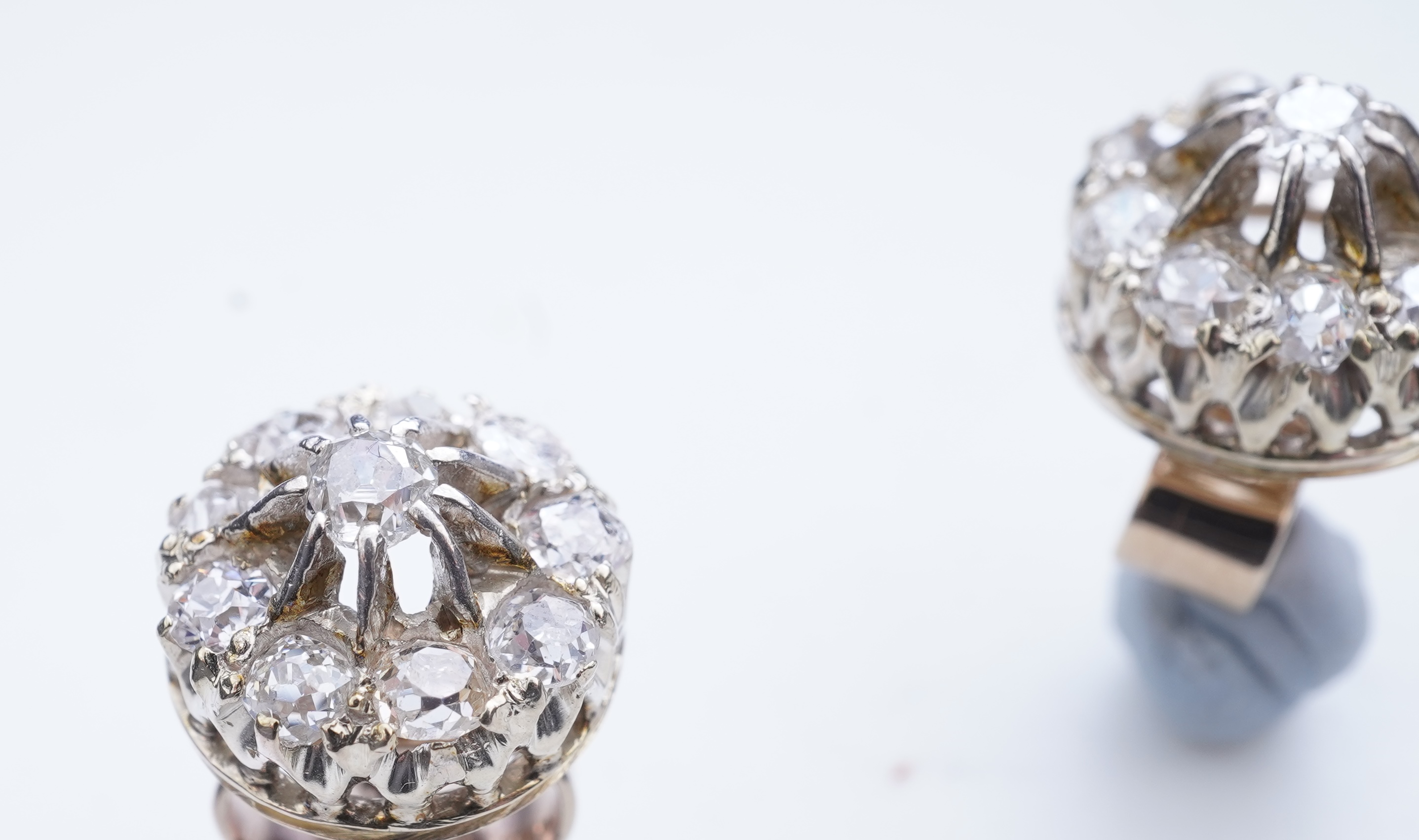 A pair of diamond earrings, early 20th century